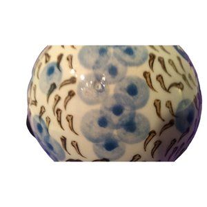 Ceramic Ball Hand Painted White Background, Blue Eggs and Brown Sperm! Must See